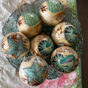 Pier 1 Coastal Capiz Shell Decorative Balls – Set. Price firm